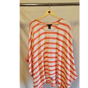 Lane Bryant White and Coral Striped Summer Sweater Size 18/20